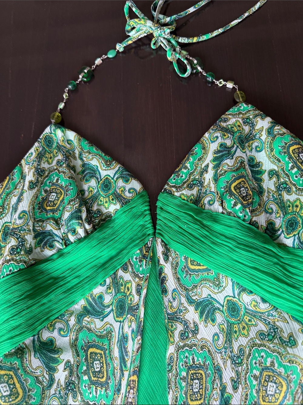 Laundry By Shelli Segal Green Paisley Halter Midi Dress - Picture 2 of 5